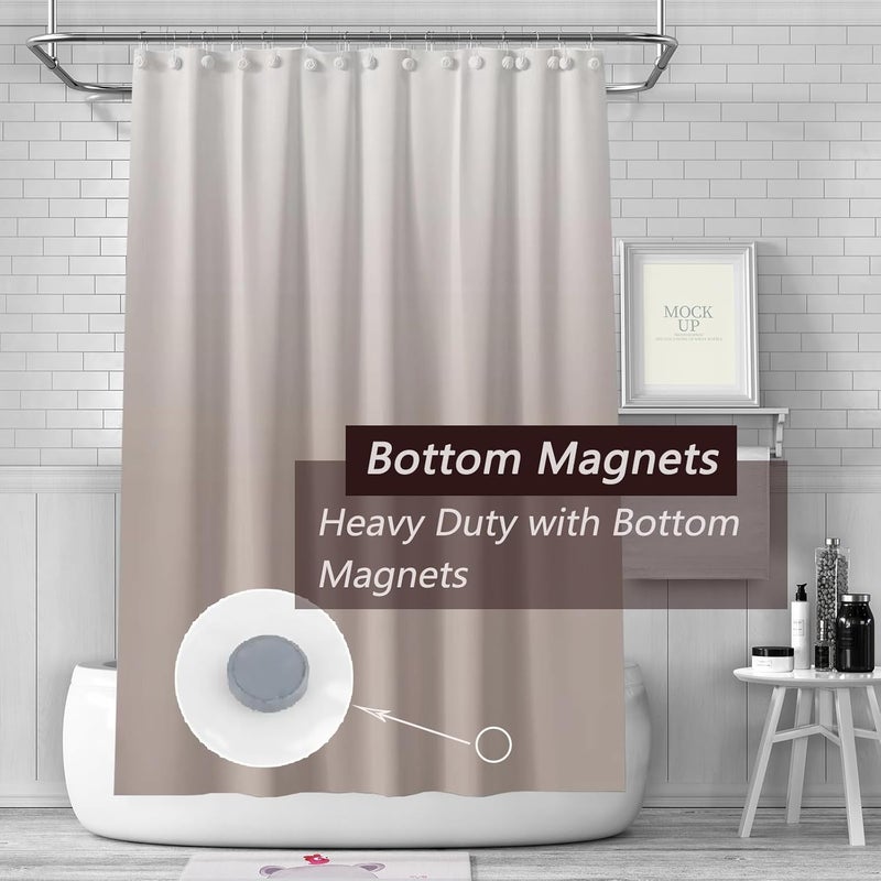 TIKABC Gradient Begie Shower Curtain Liner, 4G PEVA Shower Liner, Plastic Waterproof Shower Curtains, 72x72 inch with Grommet Holes 3 Magnetic Weights… - Image 3
